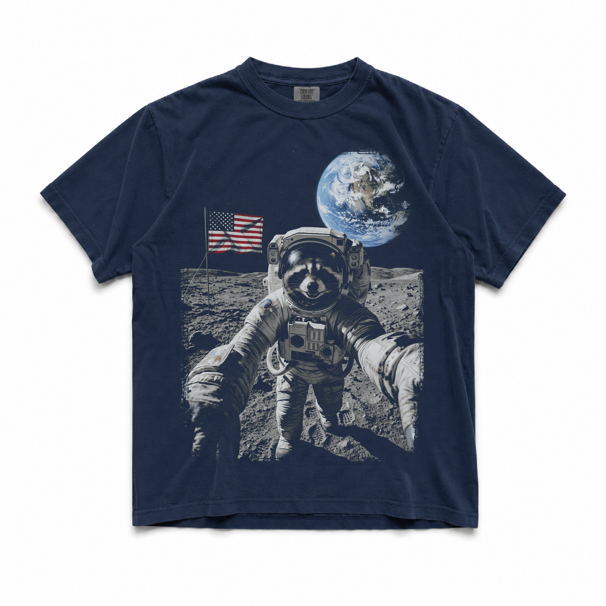 Raccoon Astronaut Moon Tshirts