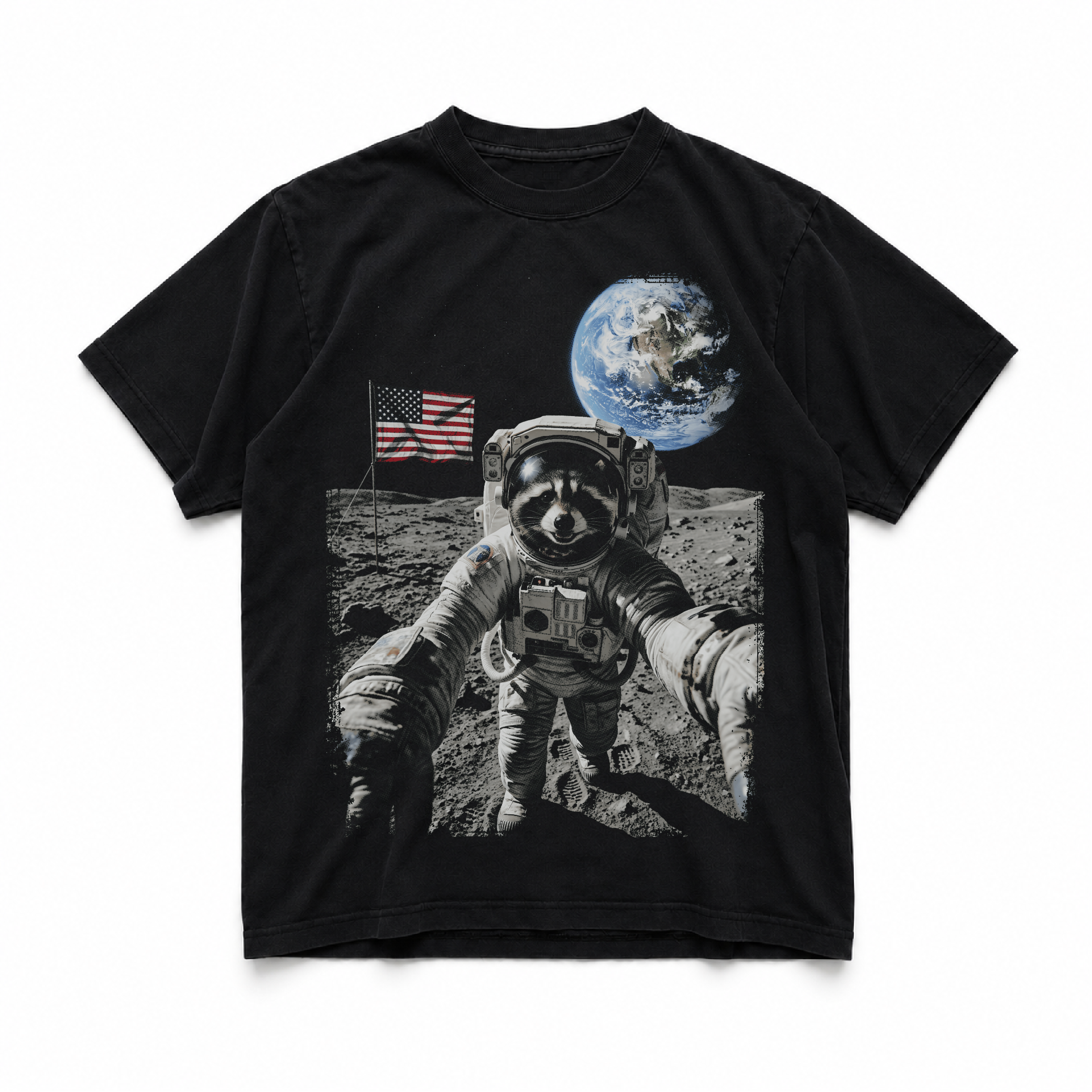 Raccoon Astronaut Moon Tshirts
