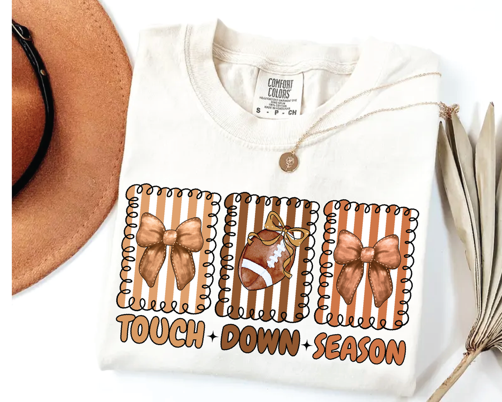Touchdown Season Shirt – Cute Football Mom Tee with Bows