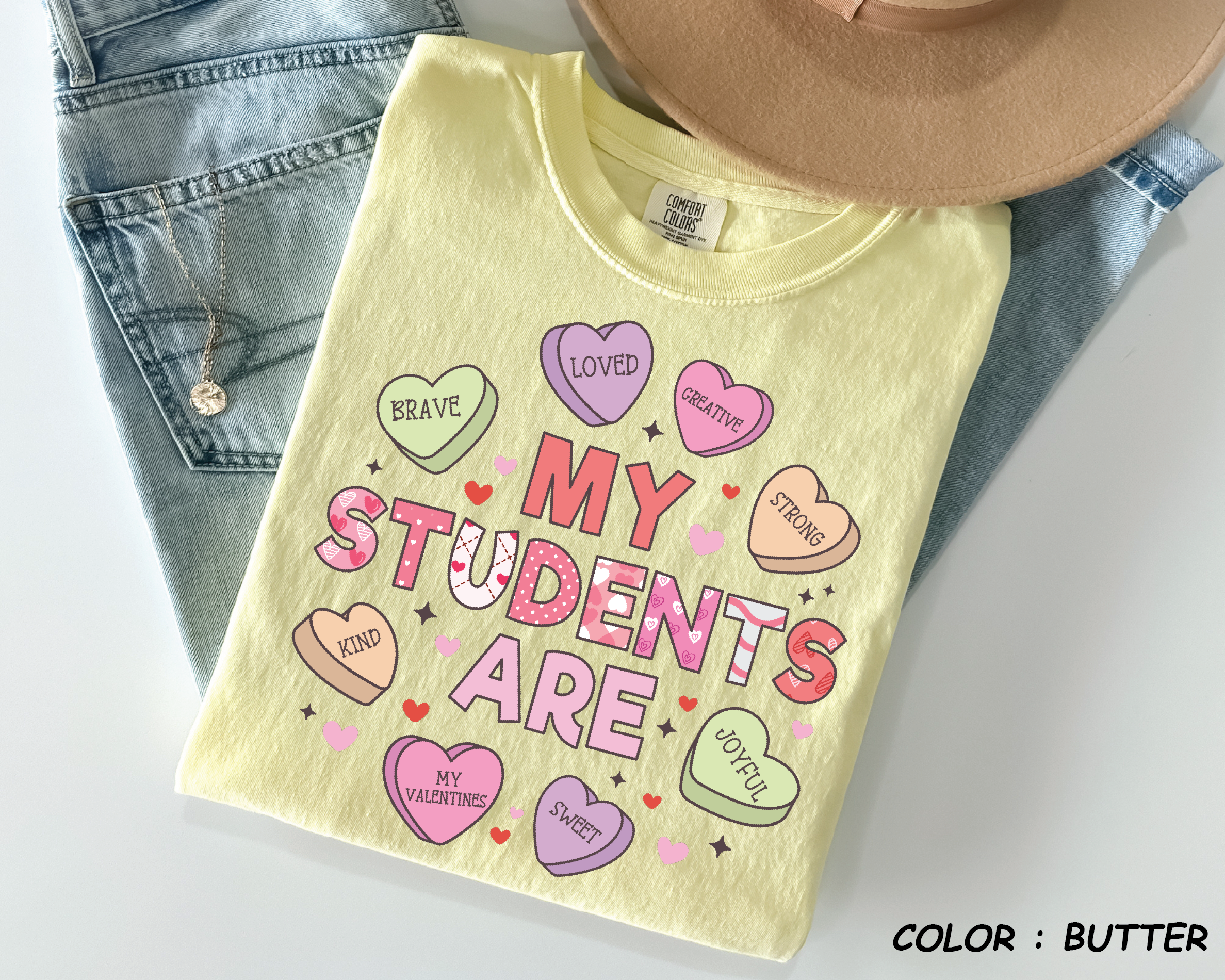 Comfort Colors® Teacher Valentine Shirt - "My Students Are" Conversation Hearts-vl28