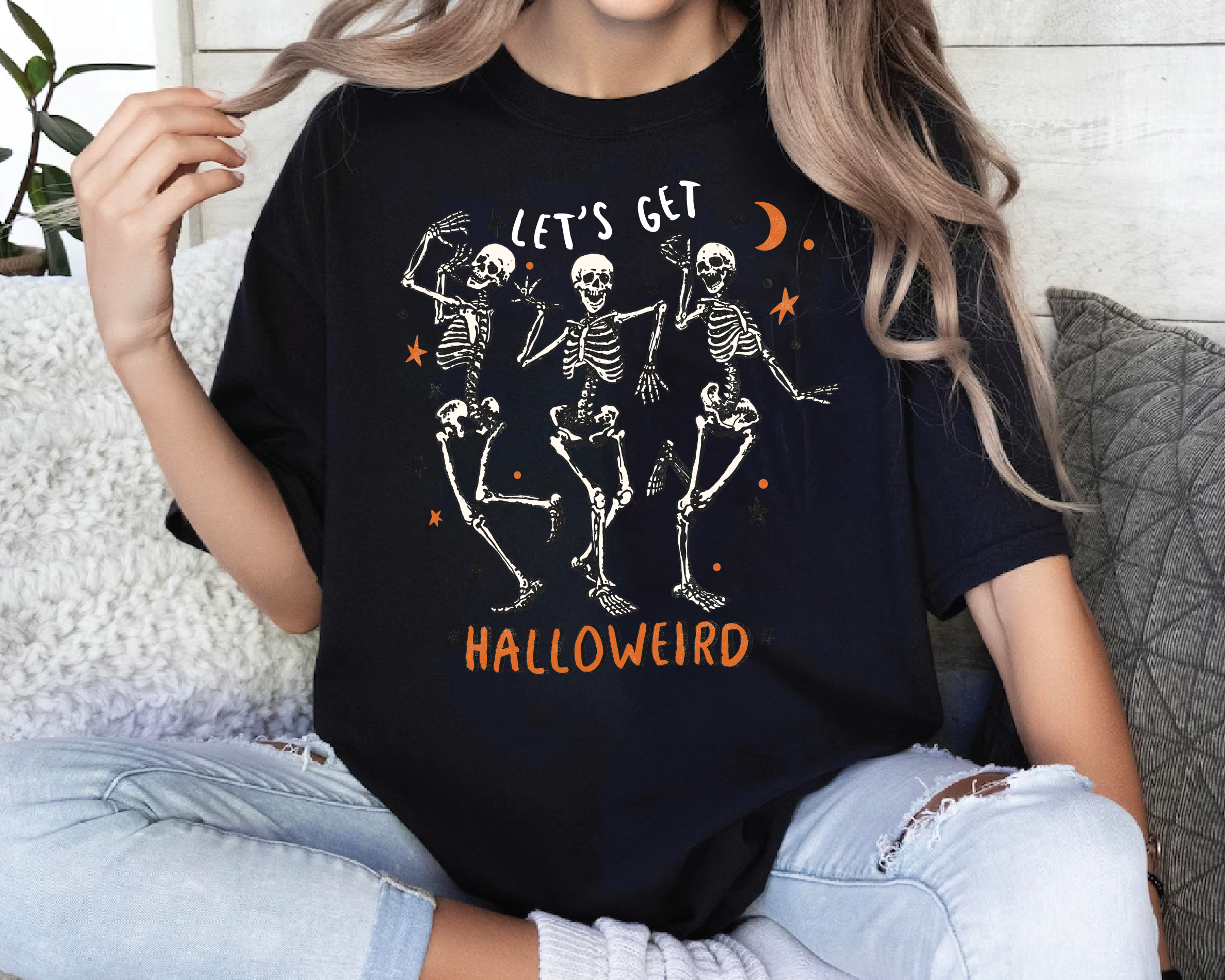 Let’s Get Halloweird Shirt – Funny Dancing Skeletons Tee