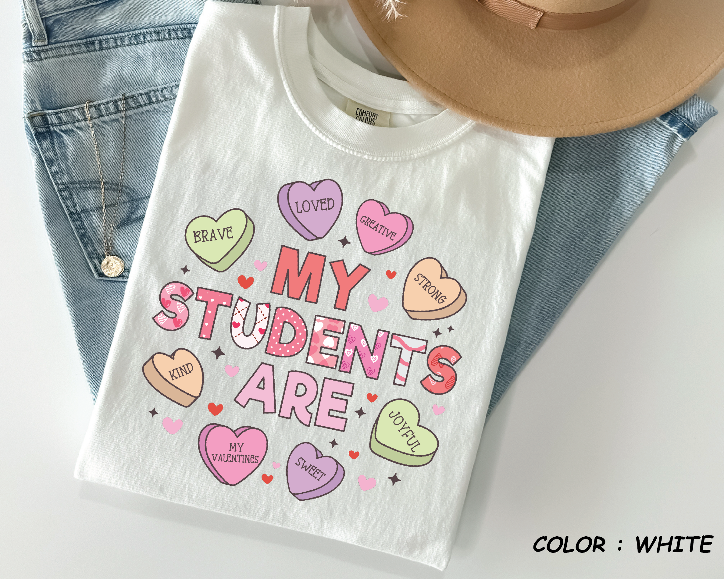 Comfort Colors® Teacher Valentine Shirt - "My Students Are" Conversation Hearts-vl28
