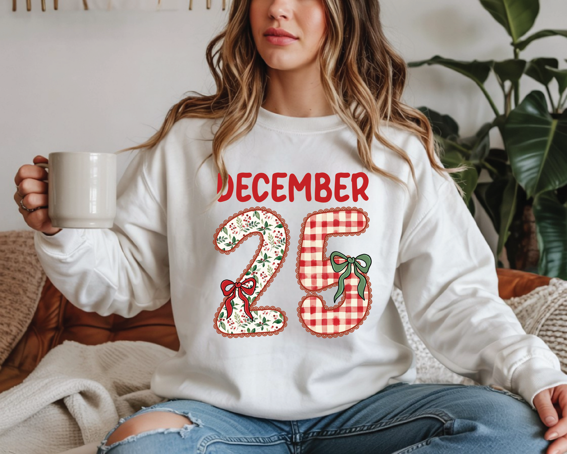 December 25 Christmas Sweatshirt – Festive Holiday Sweater, Vintage Patchwork Xmas Pullover, Cozy Christmas Day Outfit