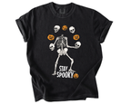 Stay Spooky Skeleton Shirt – Funny Halloween Skeleton Juggling Pumpkins & Skulls Tee