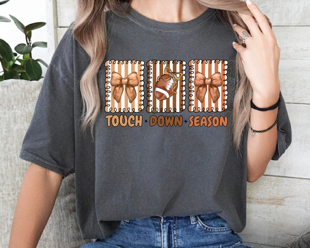 Touchdown Season Shirt – Cute Football Mom Tee with Bows