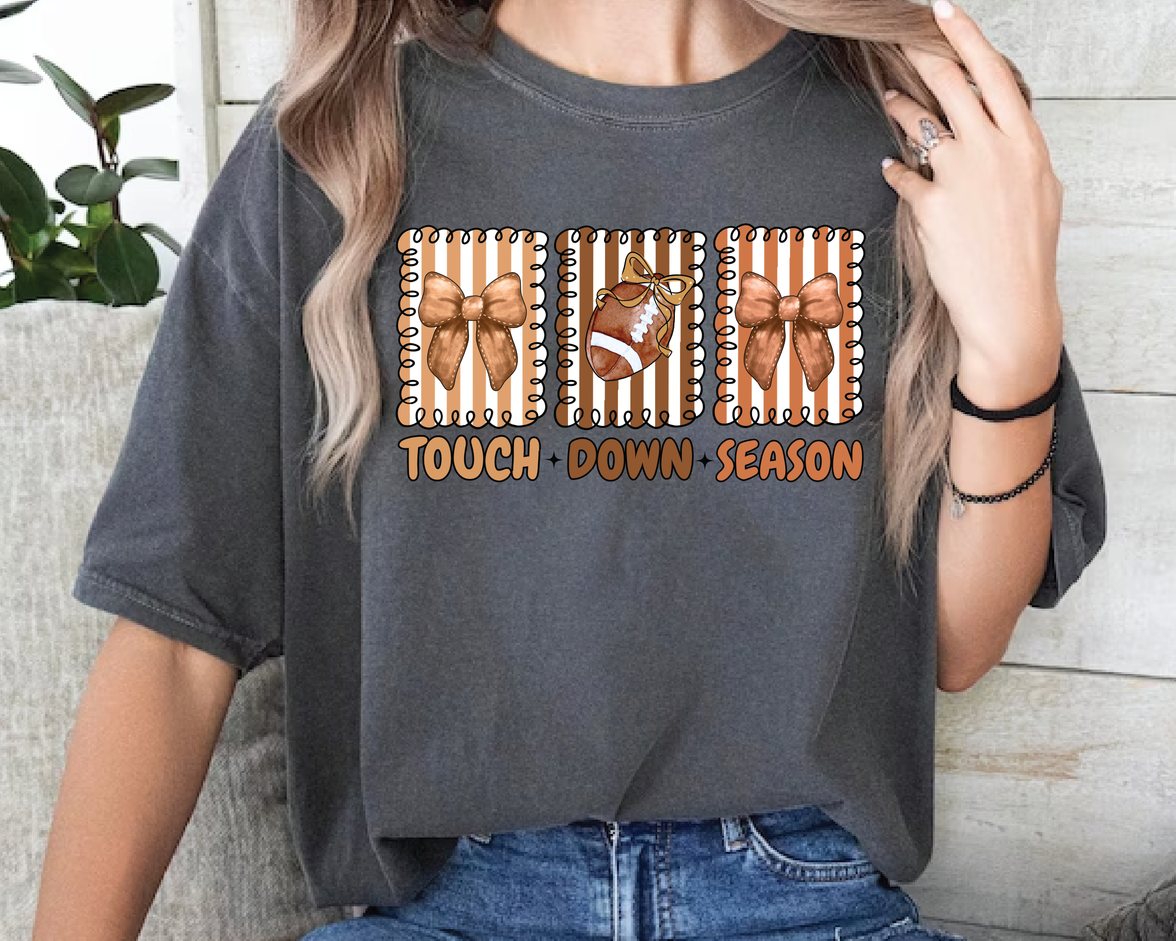 Touchdown Season Shirt – Cute Football Mom Tee with Bows