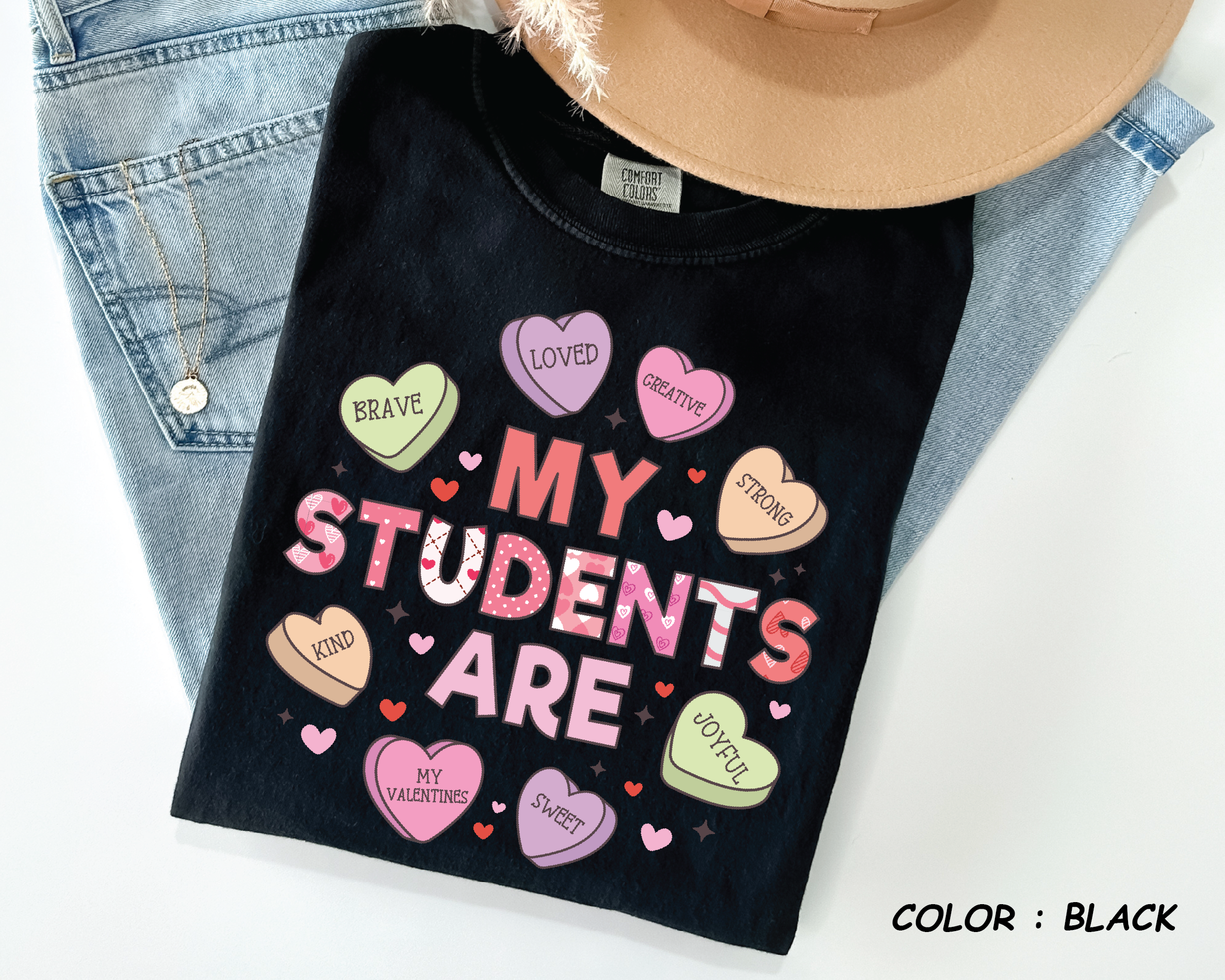 Comfort Colors® Teacher Valentine Shirt - "My Students Are" Conversation Hearts-vl28