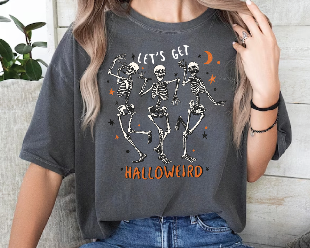 Let’s Get Halloweird Shirt – Funny Dancing Skeletons Tee