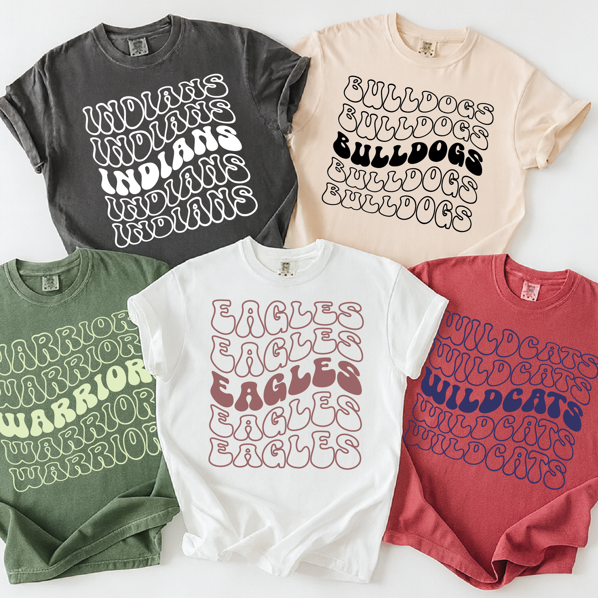 Mascot Spirit Shirt – Retro Wavy Text School Pride Tee