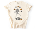 Stay Spooky Skeleton Shirt – Funny Halloween Skeleton Juggling Pumpkins & Skulls Tee