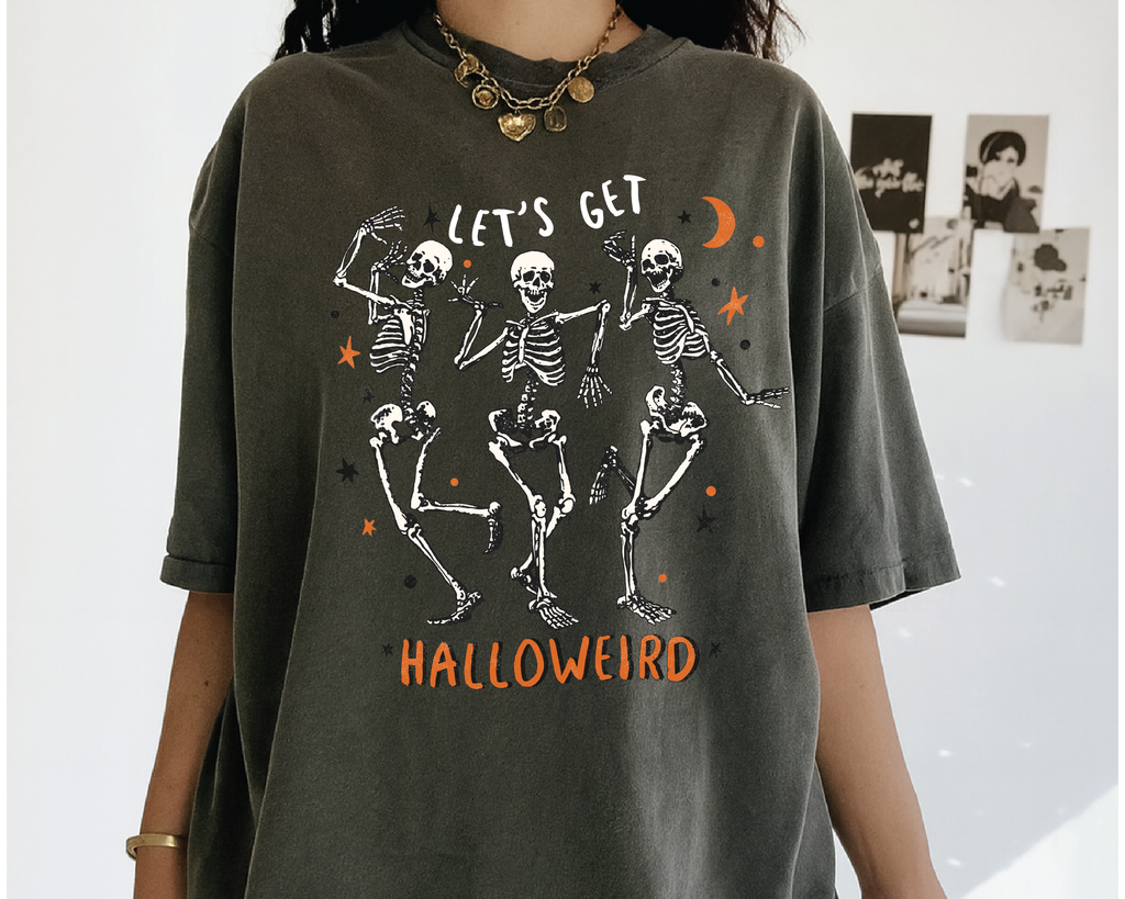 Let’s Get Halloweird Shirt – Funny Dancing Skeletons Tee