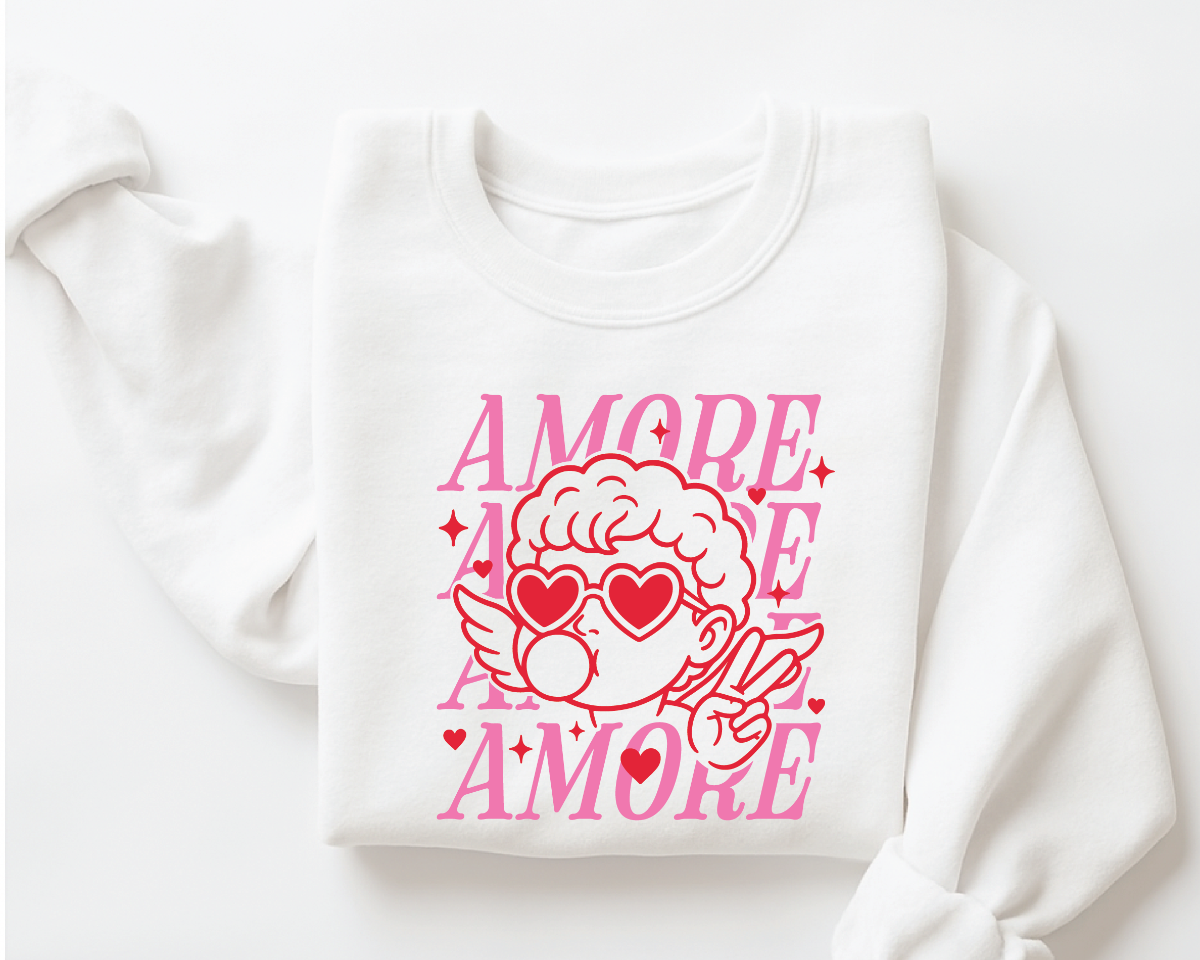 Amore Amore Cupid Valentine Sweatshirt – Cute Love Graphic Crewneck - VL7