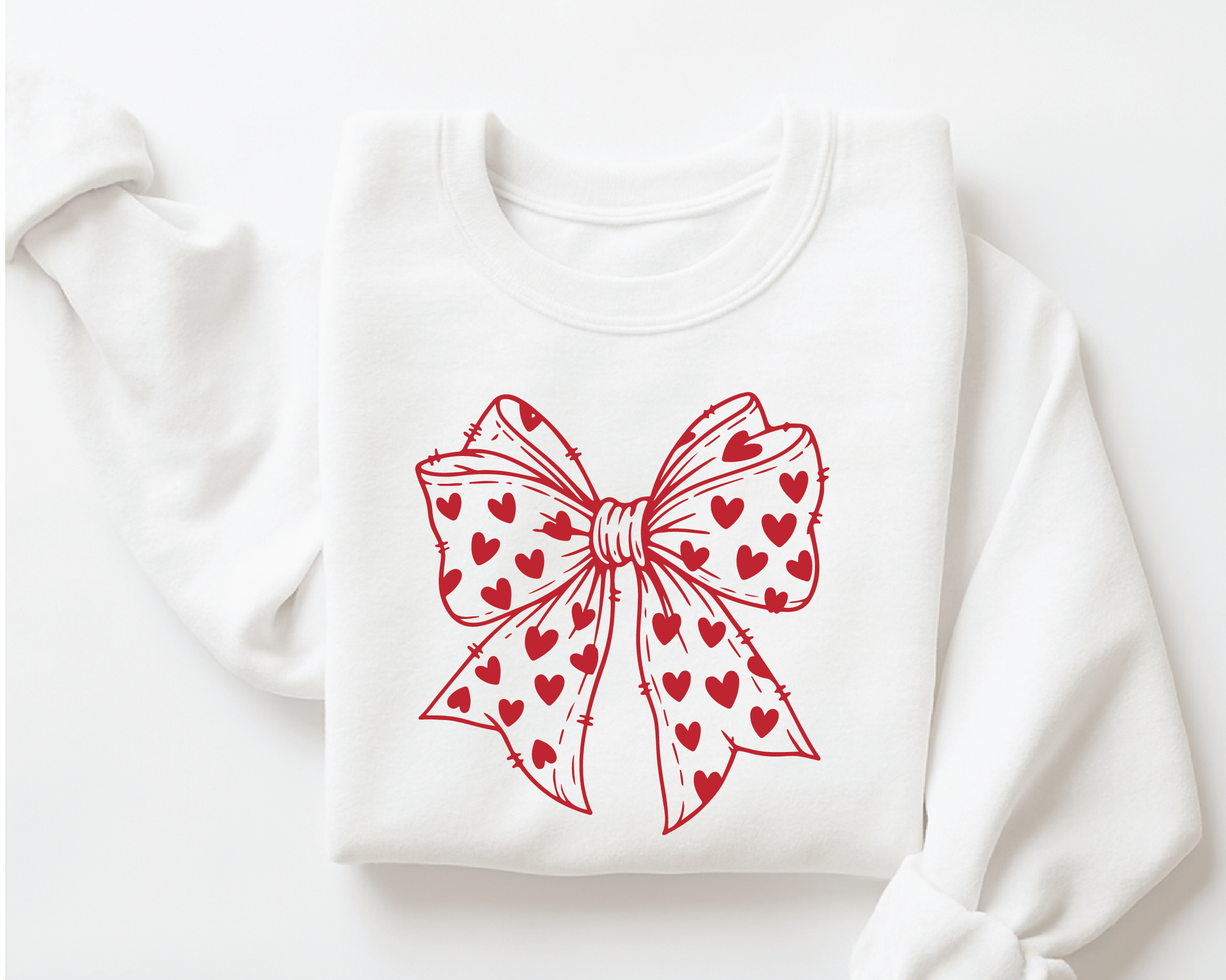 Valentine Bow Sweatshirt – Gildan Crewneck Gift for Mom, Wife & Girlfriend - VL2