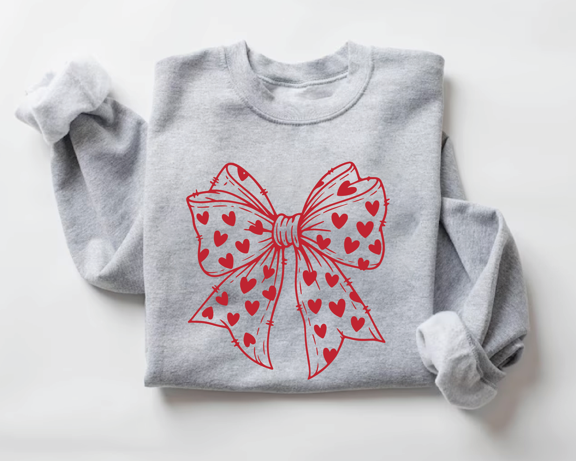Valentine Bow Sweatshirt – Gildan Crewneck Gift for Mom, Wife & Girlfriend - VL2