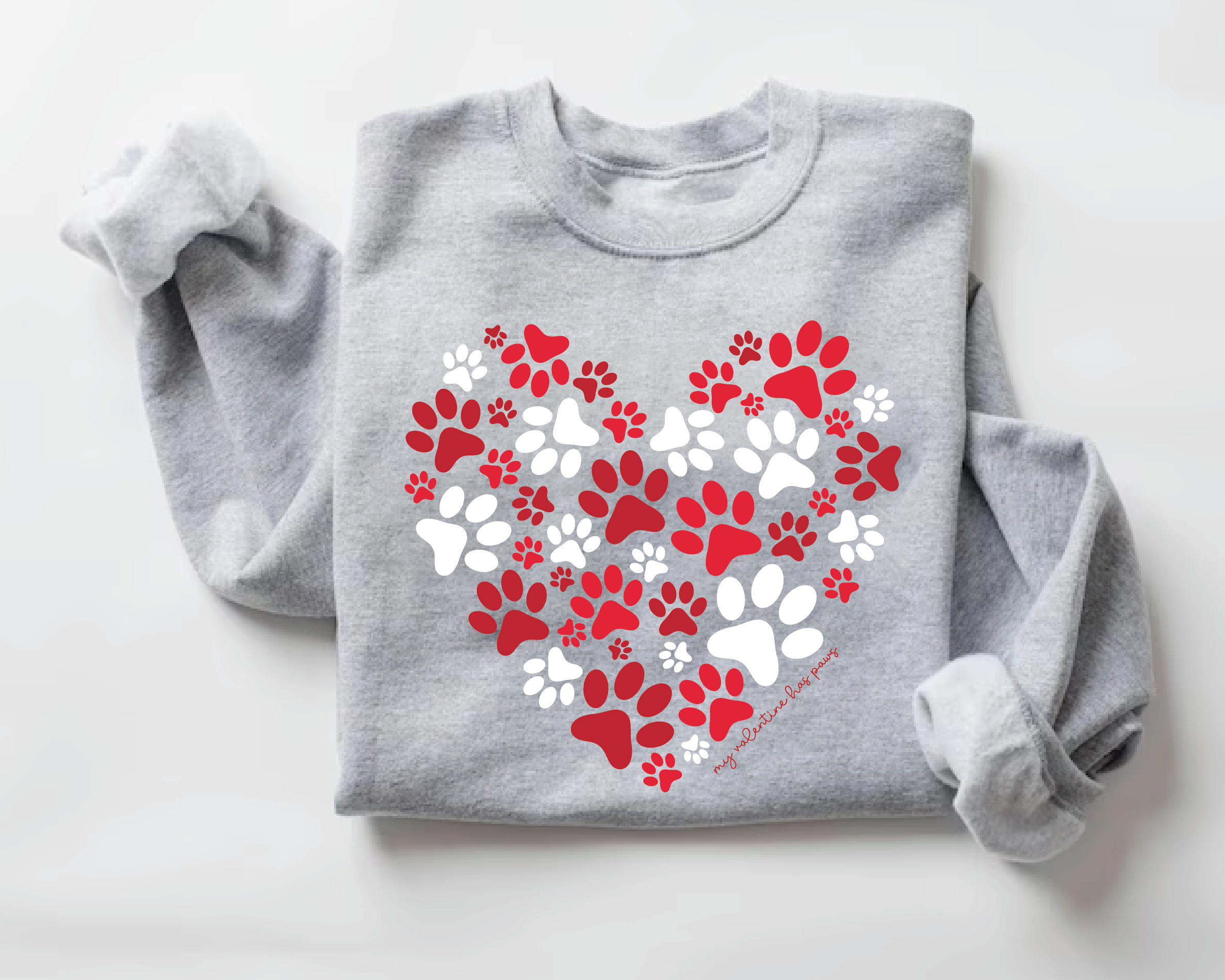 Paw Print Heart Dog Lover Sweatshirt – Cute Pet Mom Gift - VL12
