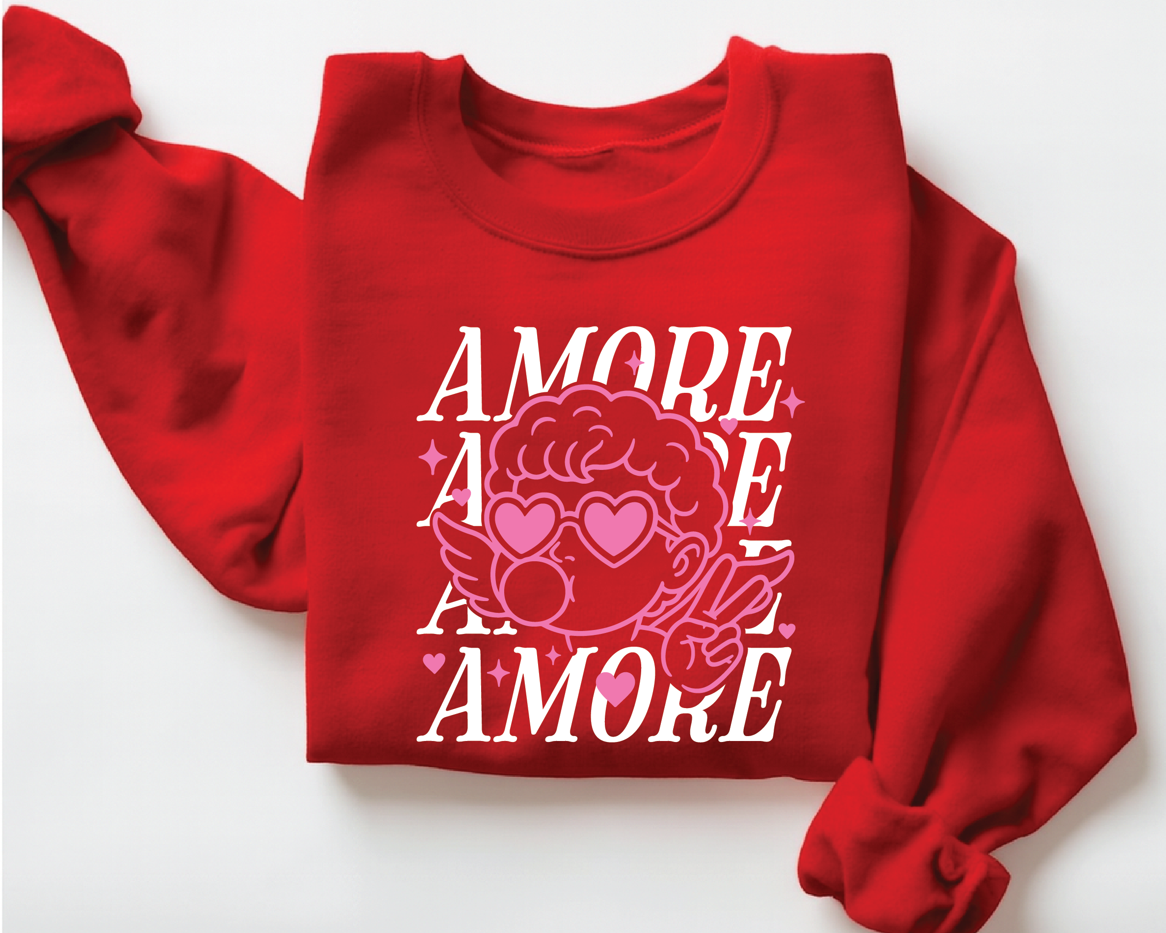 Amore Amore Cupid Valentine Sweatshirt – Cute Love Graphic Crewneck - VL7