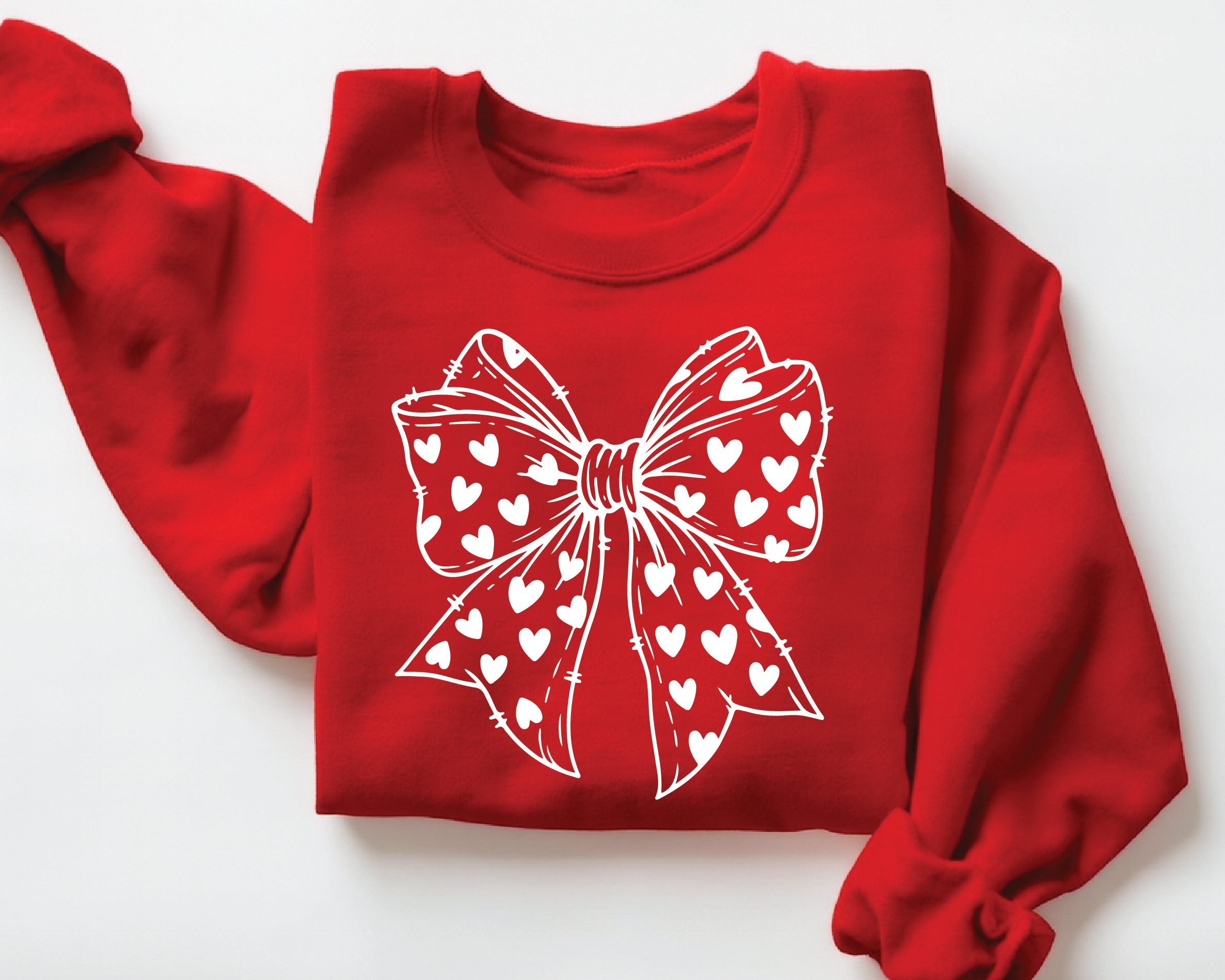 Valentine Bow Sweatshirt – Gildan Crewneck Gift for Mom, Wife & Girlfriend - VL2