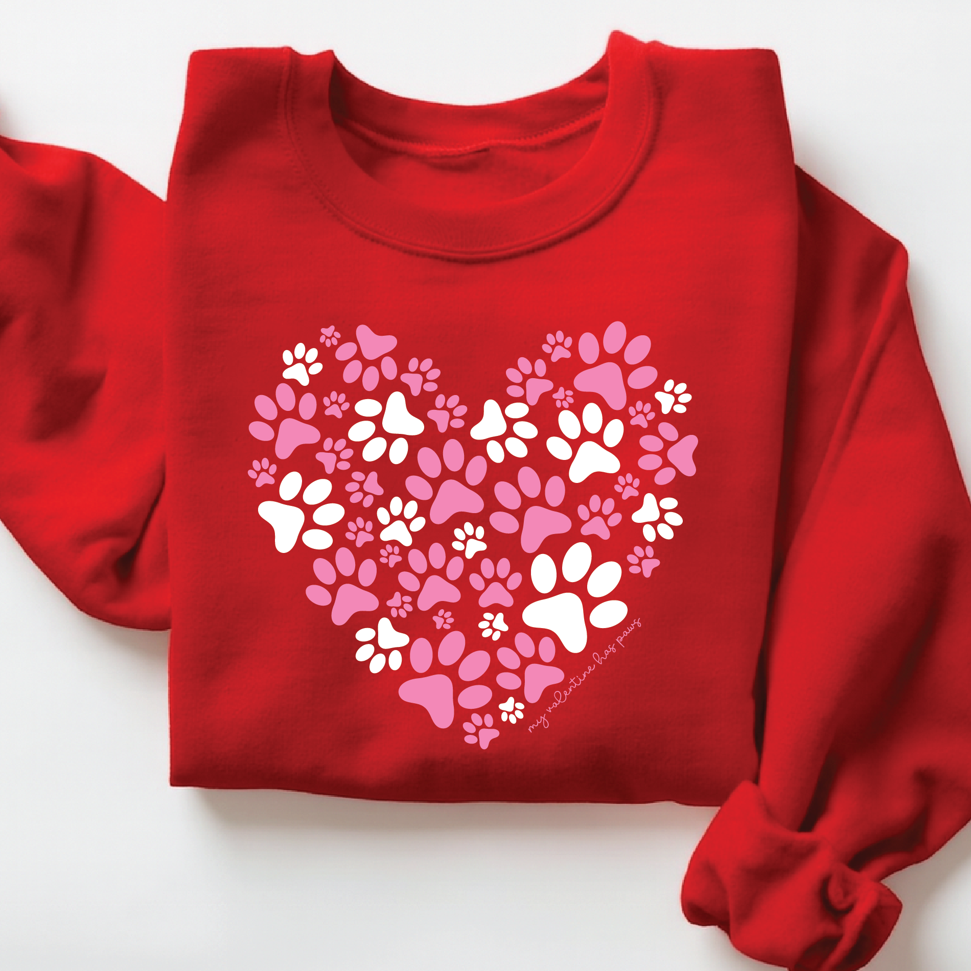 Paw Print Heart Dog Lover Sweatshirt – Cute Pet Mom Gift - VL12
