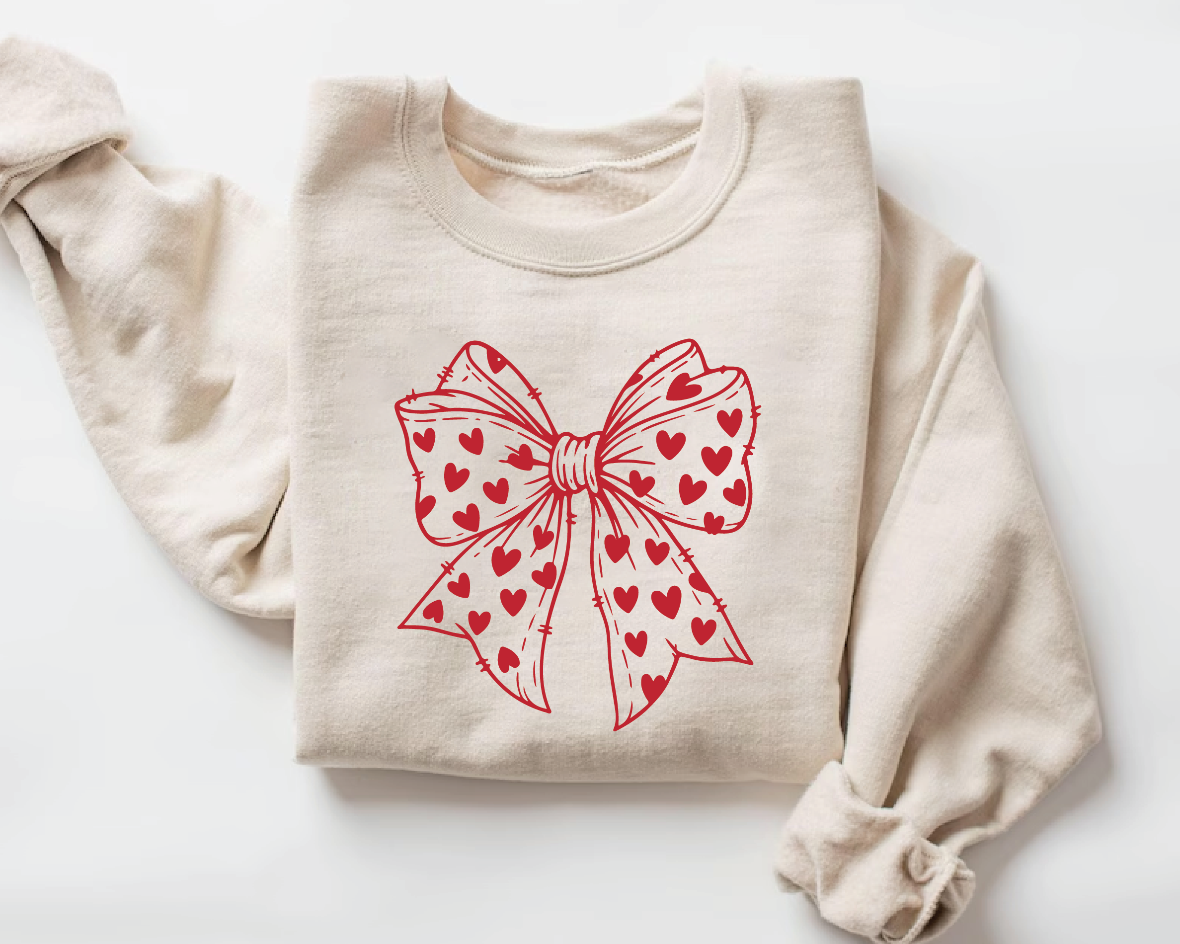 Valentine Bow Sweatshirt – Gildan Crewneck Gift for Mom, Wife & Girlfriend - VL2