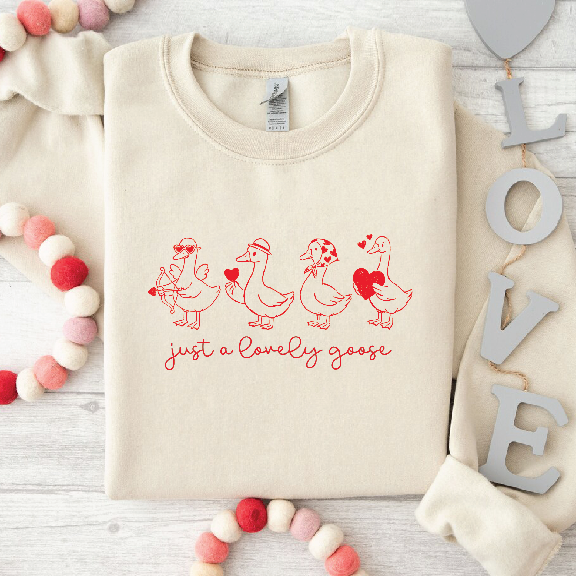 Just a Lonely Goose Sweatshirt – Cute Valentine Goose Crewneck - VL14