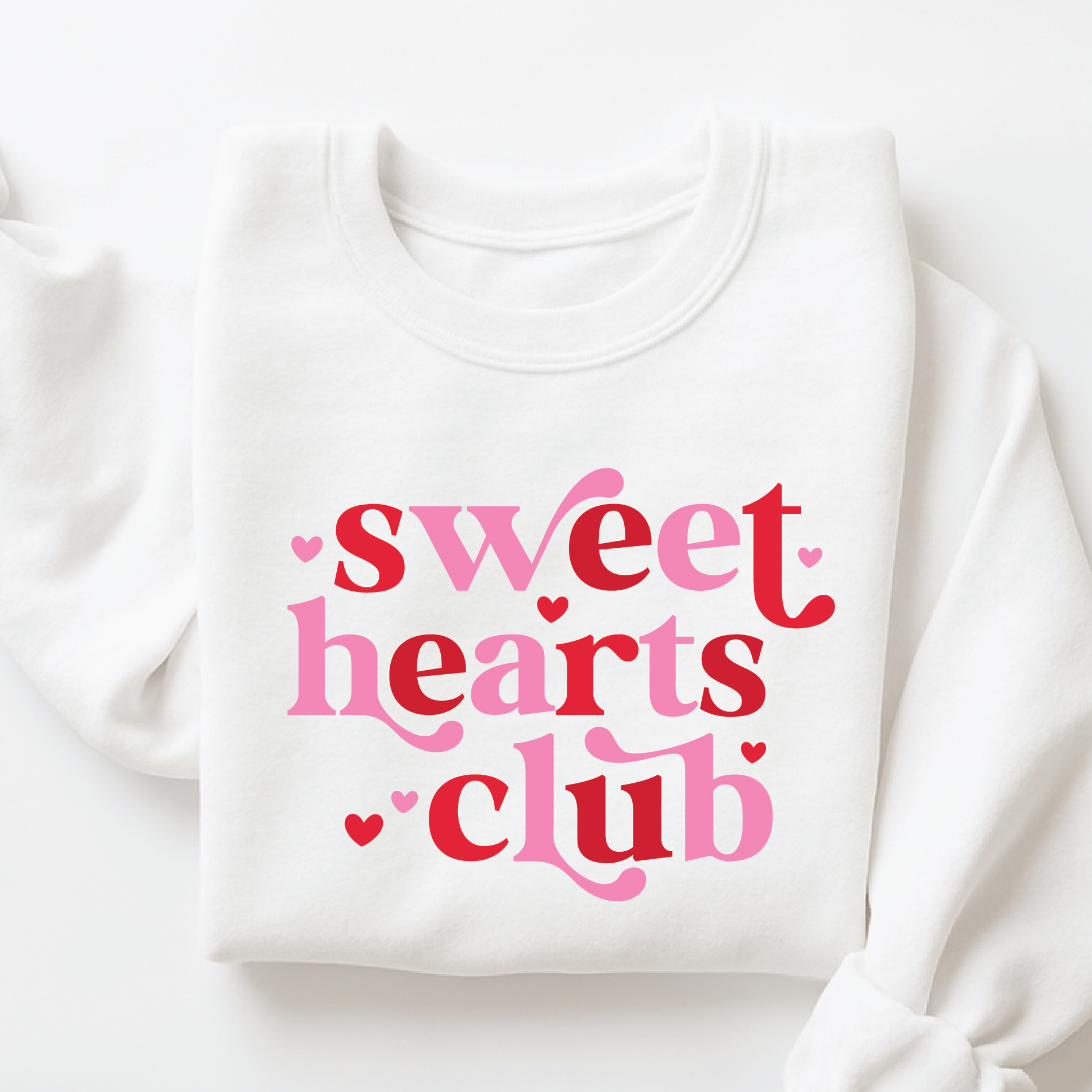 Sweet Hearts Club Valentine Sweatshirt – Cute Pink Heart Crewneck - VL6