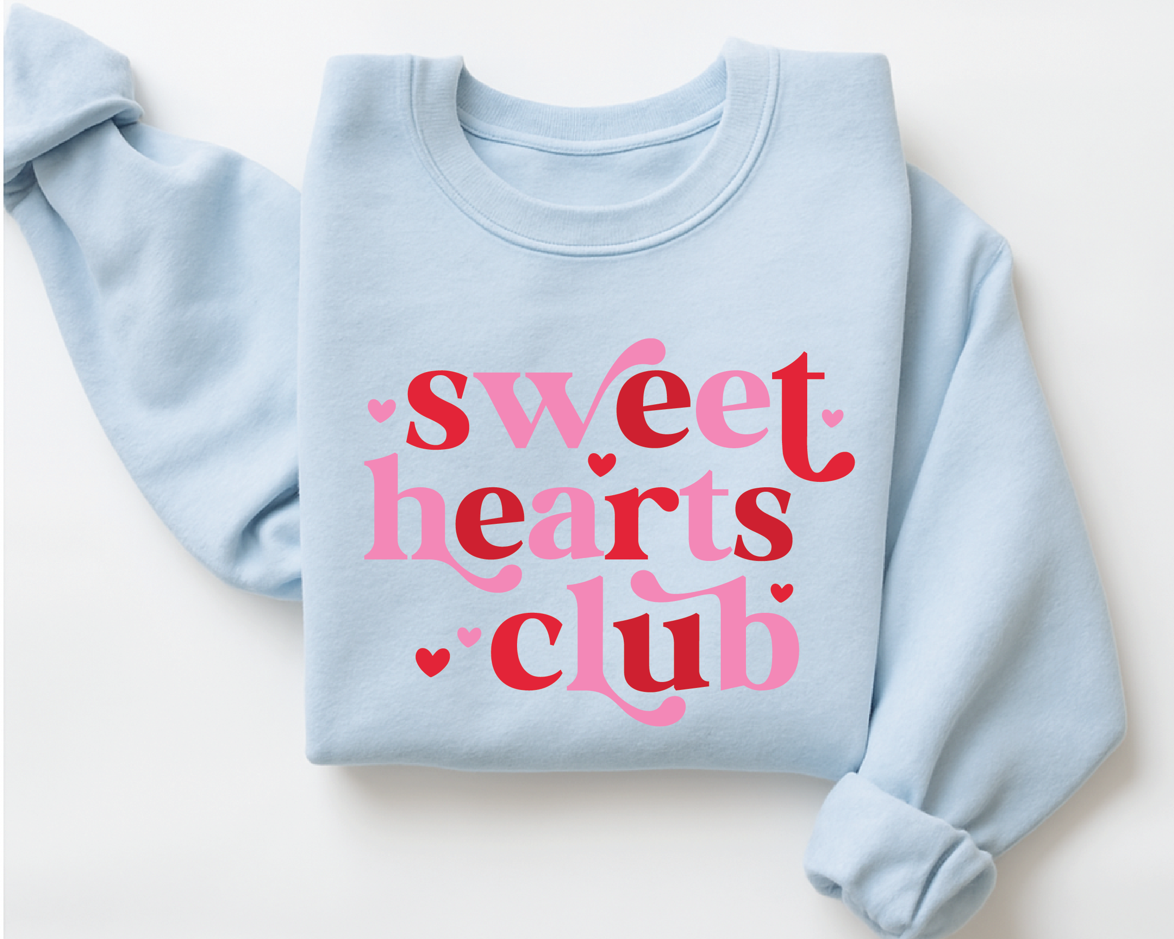 Sweet Hearts Club Valentine Sweatshirt – Cute Pink Heart Crewneck - VL6
