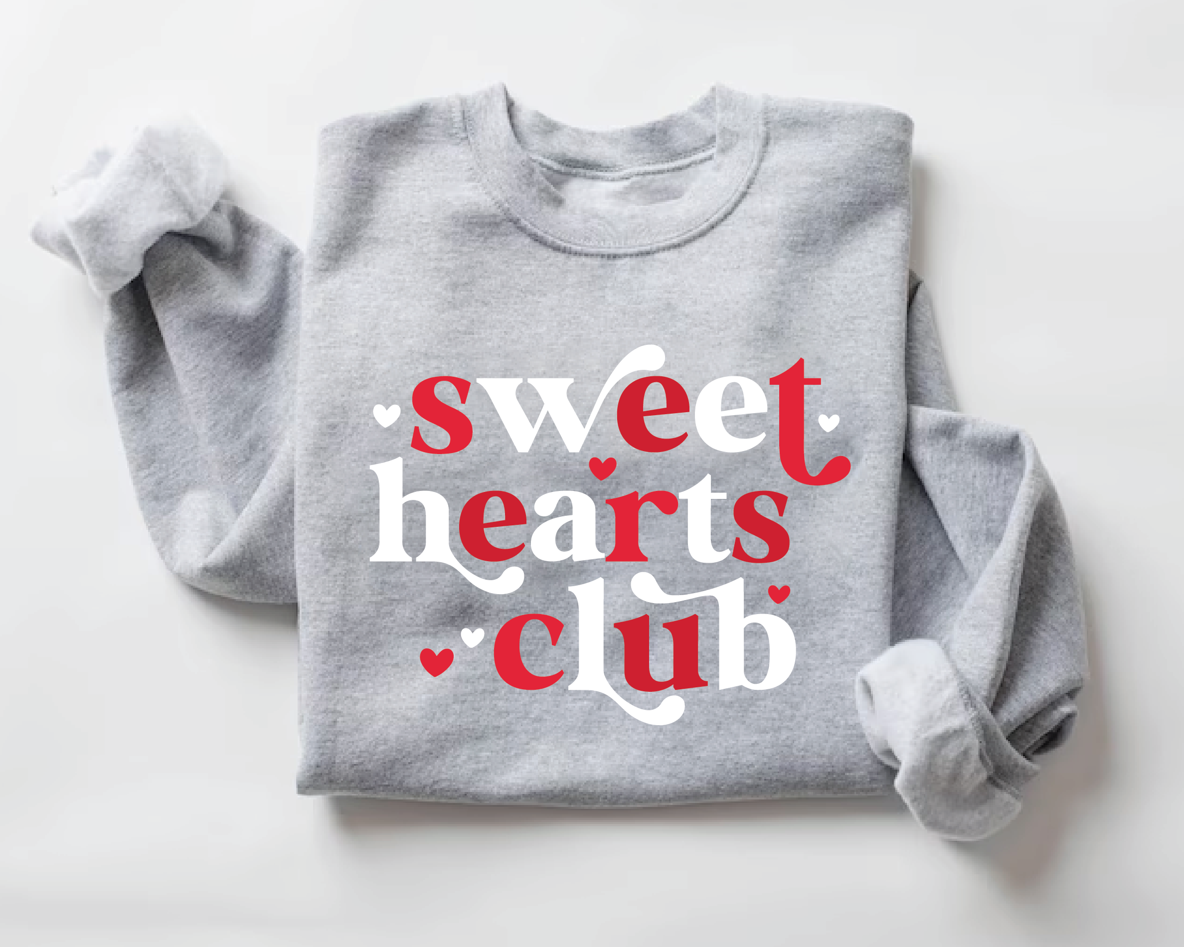 Sweet Hearts Club Valentine Sweatshirt – Cute Pink Heart Crewneck - VL6