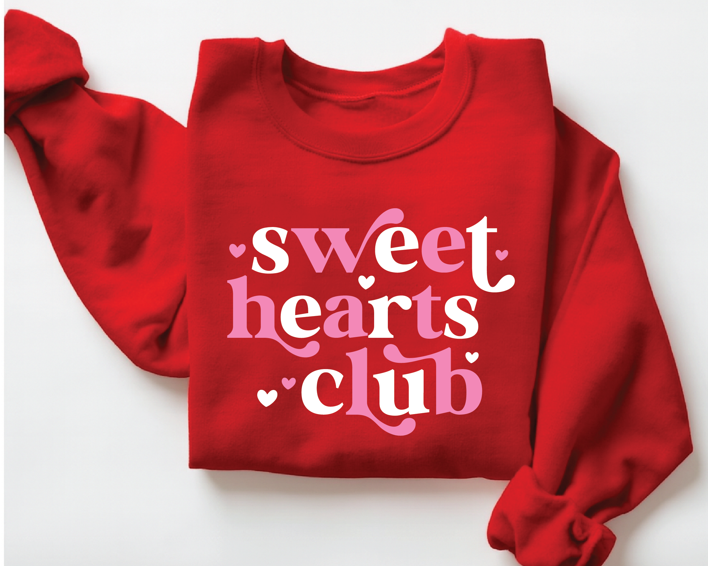Sweet Hearts Club Valentine Sweatshirt – Cute Pink Heart Crewneck - VL6