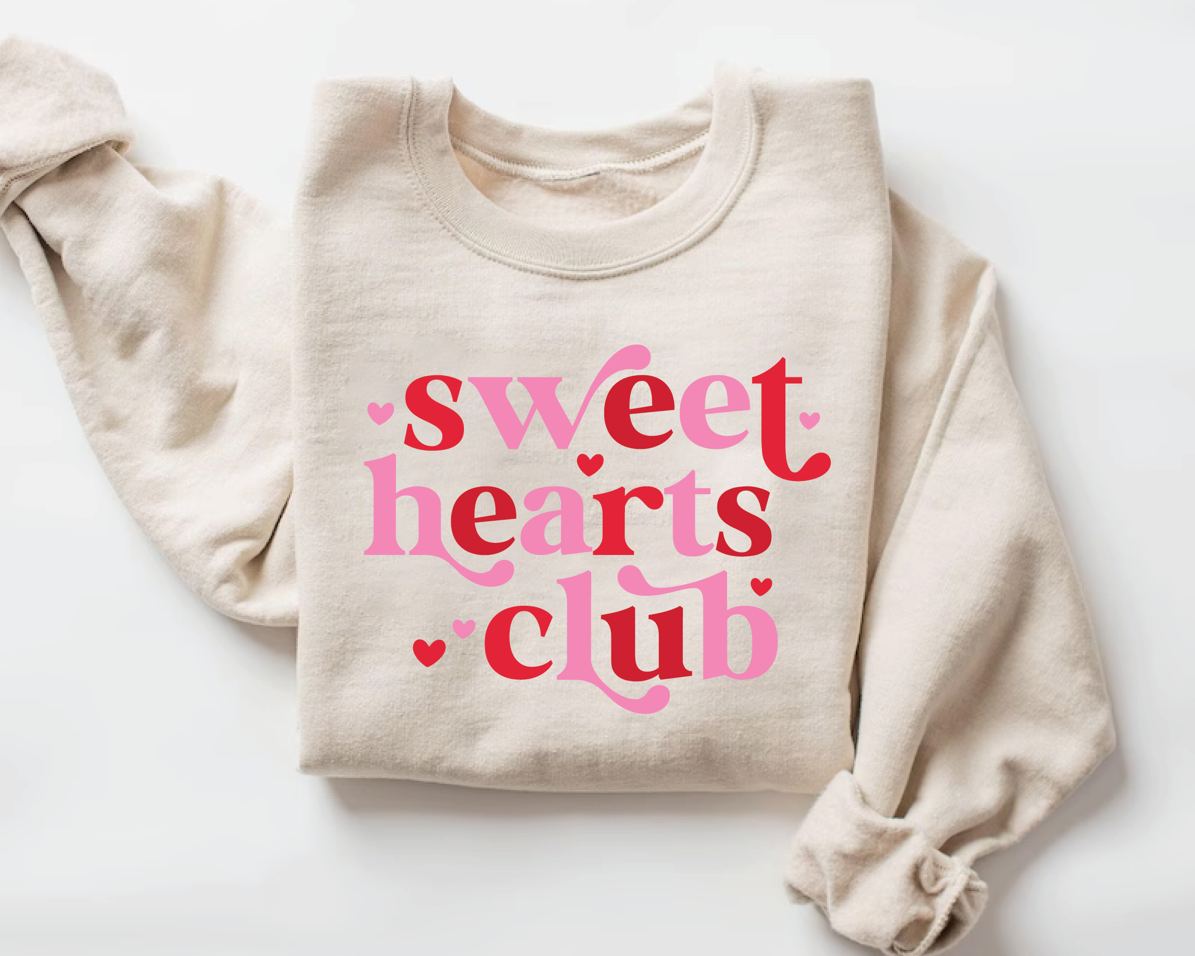 Sweet Hearts Club Valentine Sweatshirt – Cute Pink Heart Crewneck - VL6