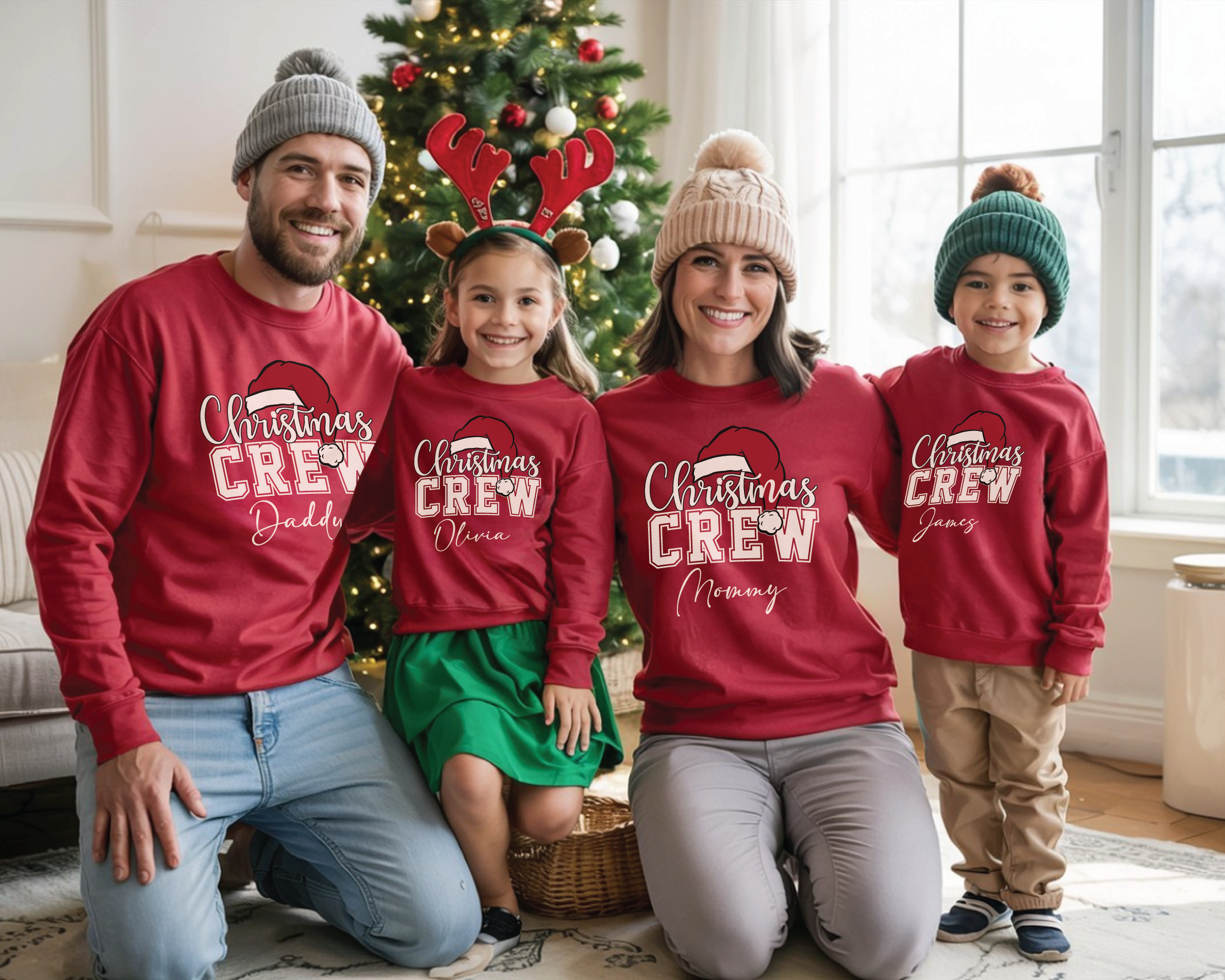 Custom Christmas Crew T-Shirt – Matching Family Christmas Shirts, Personalized Holiday Tee