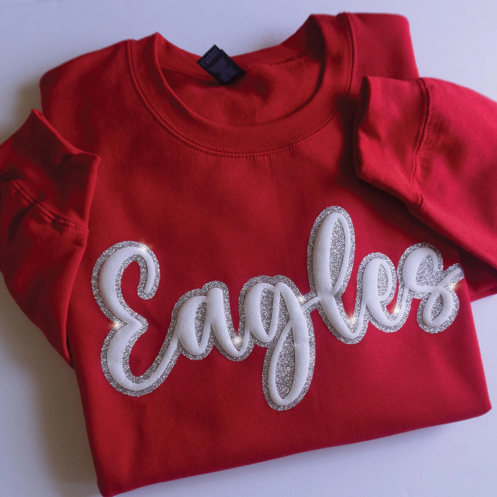 Custom Puff and Glitter Sweatshirt – Personalized Crewneck