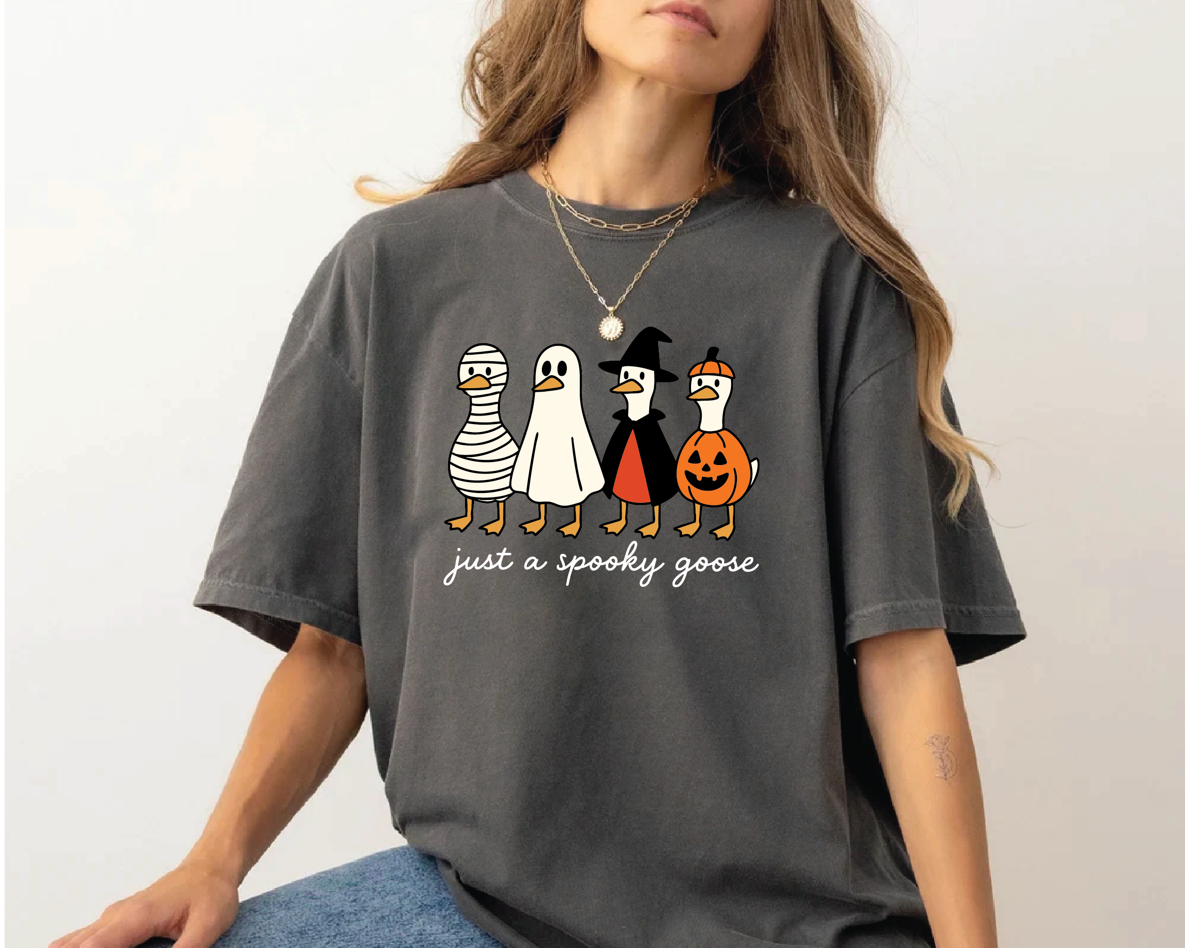 Just A Spooky Goose Shirt – Funny Halloween Goose Costume Tee