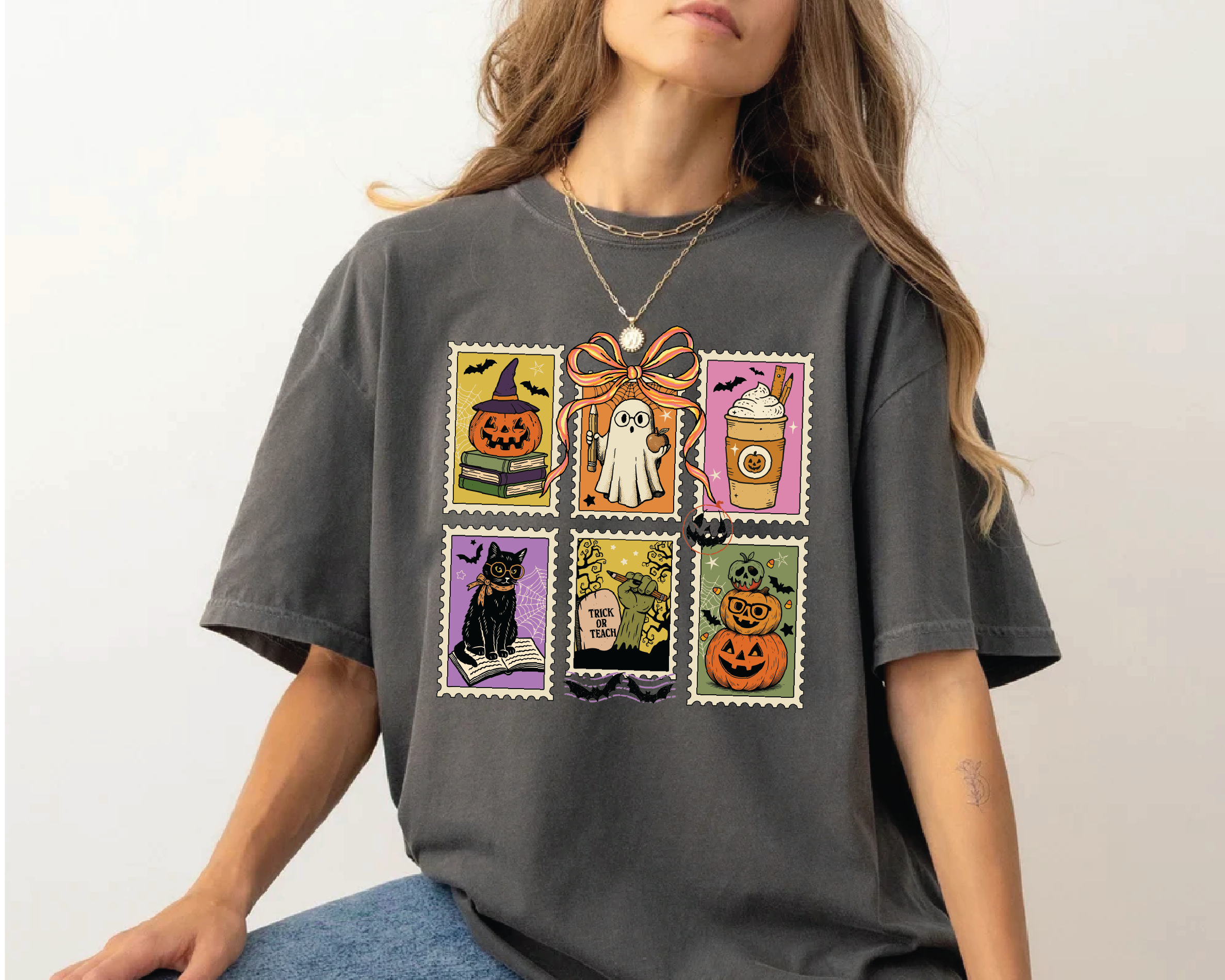 Halloween Stamp Shirt – Retro Spooky Season Tee