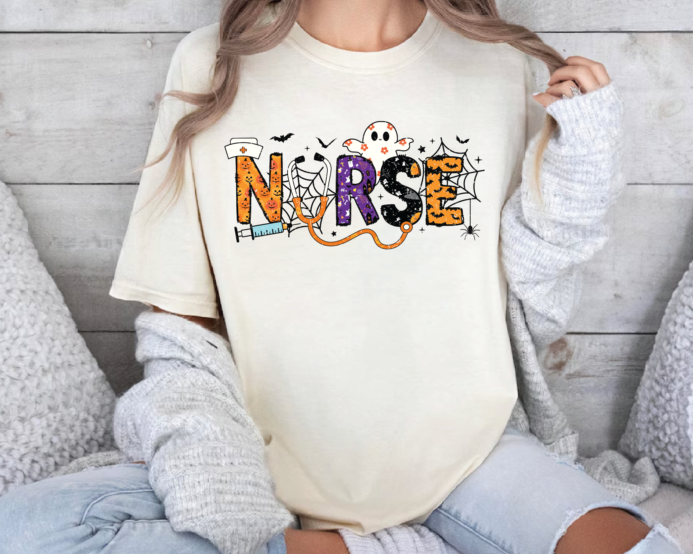 Halloween Nurse Shirt – Funny Spooky Nurse Tee with Ghost