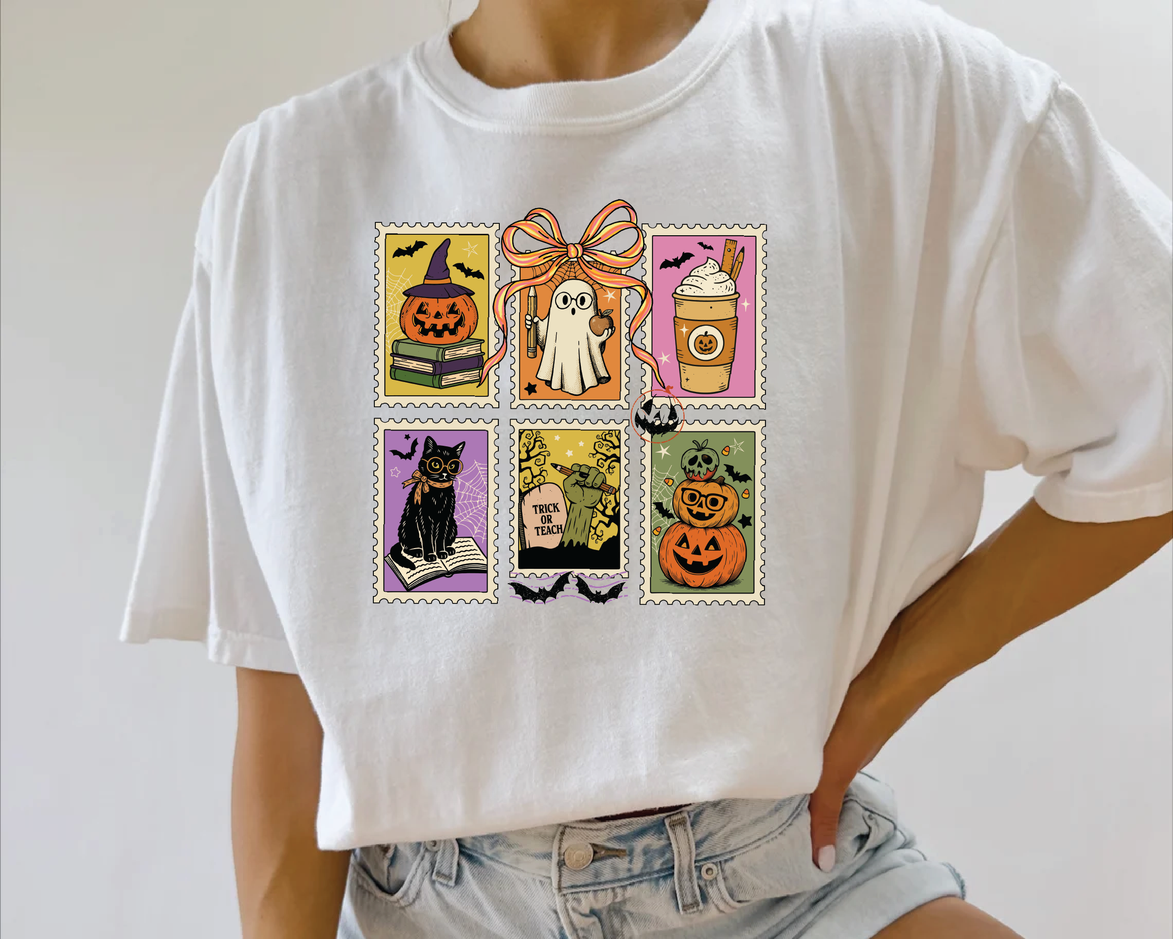 Halloween Stamp Shirt – Retro Spooky Season Tee