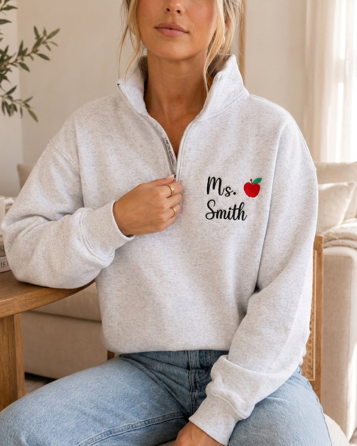Personalized Teacher Quarter Zip Sweatshirt