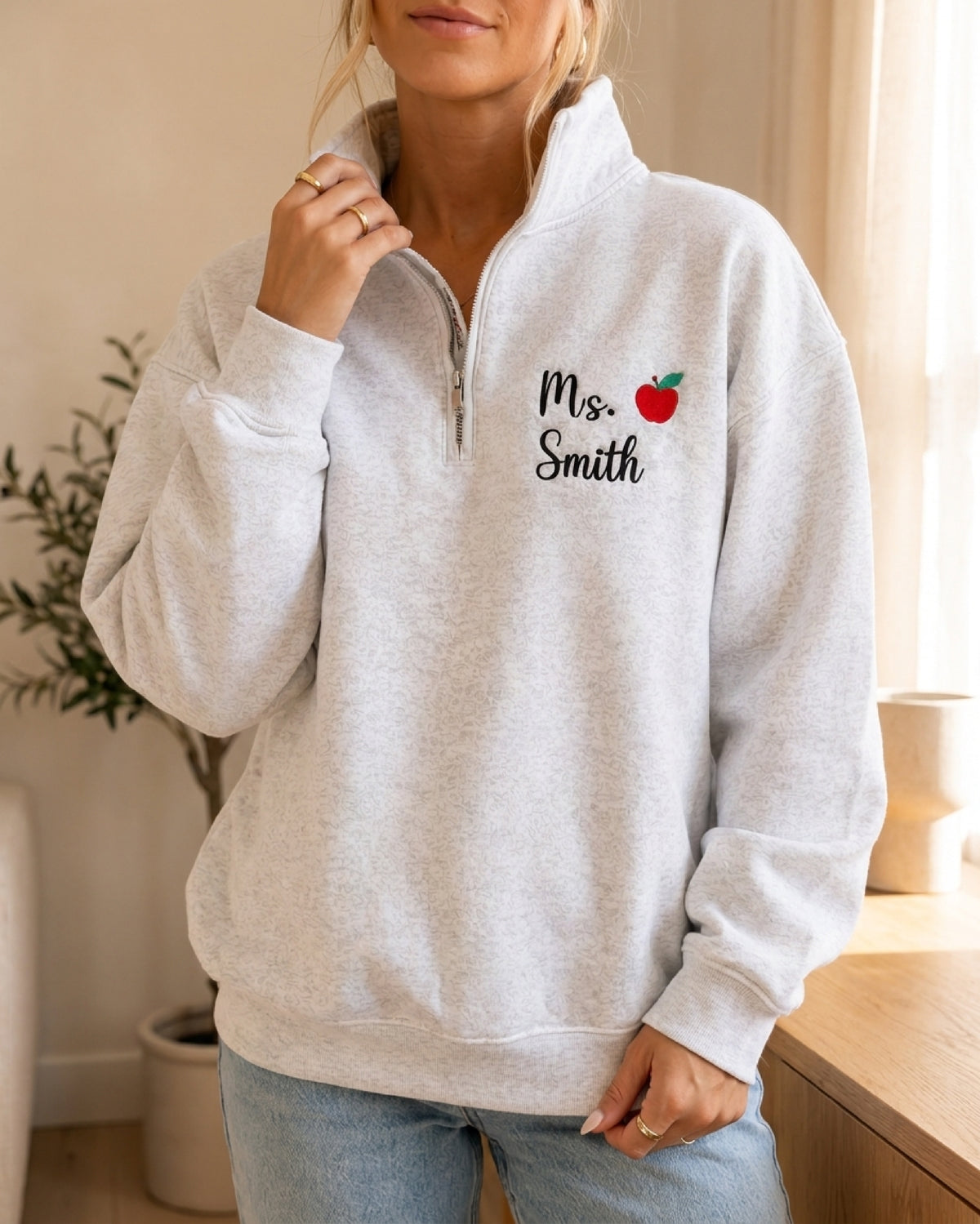 Personalized Teacher Quarter Zip Sweatshirt