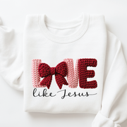 Love Like Jesus Sweatshirt - Coquette Faux Embroidery Christian Crewneck - VL18