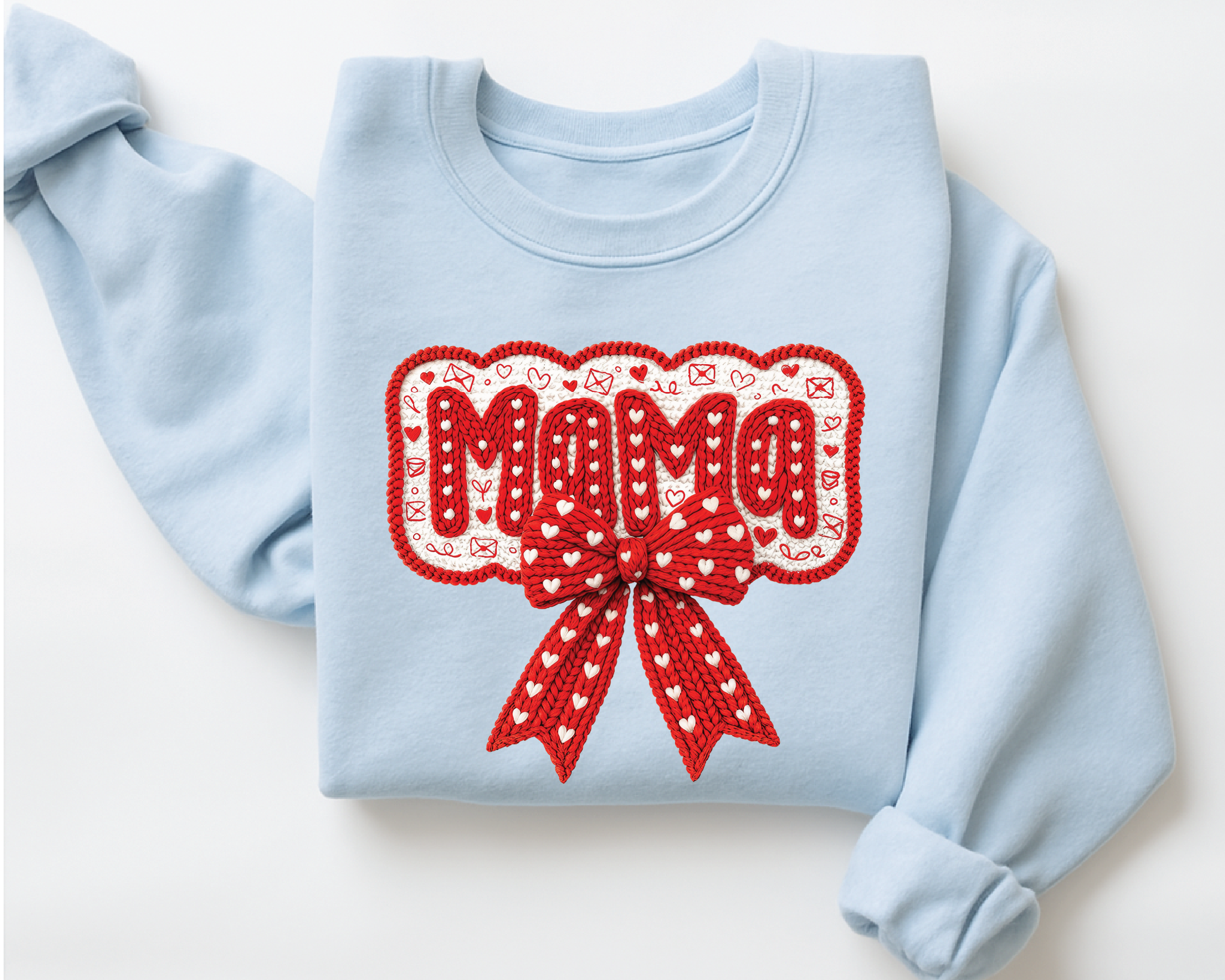 Coquette Mama Sweatshirt - Faux Embroidery Valentine's Day Crewneck - VL19