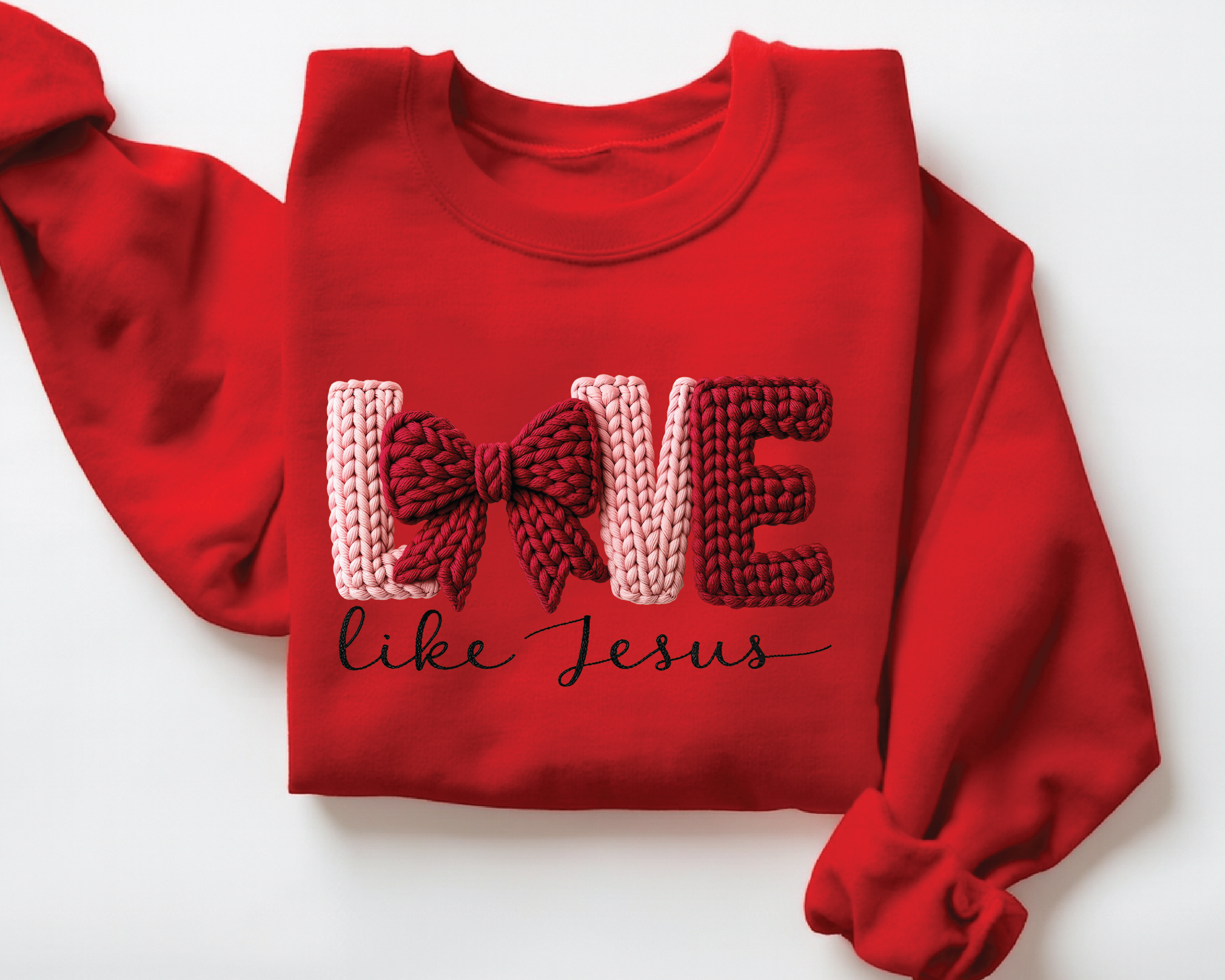 Love Like Jesus Sweatshirt - Coquette Faux Embroidery Christian Crewneck - VL18
