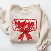 Coquette Mama Sweatshirt - Faux Embroidery Valentine's Day Crewneck - VL19