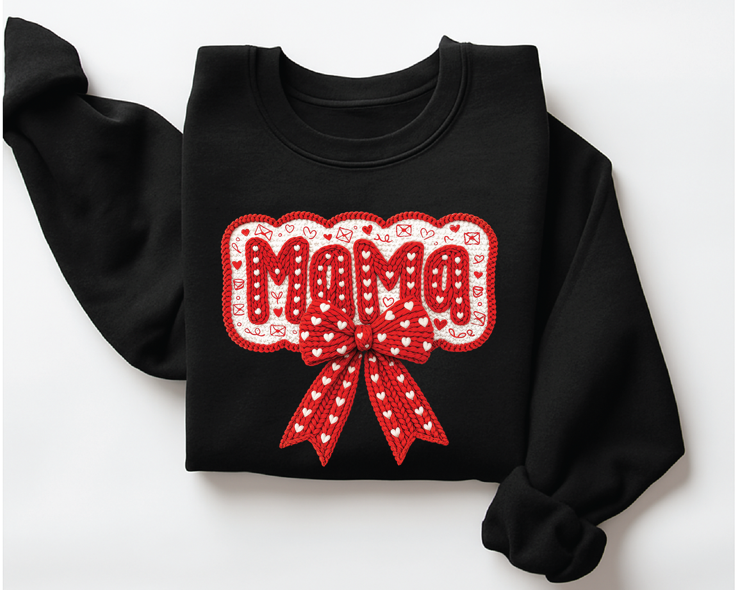 Coquette Mama Sweatshirt - Faux Embroidery Valentine's Day Crewneck - VL19