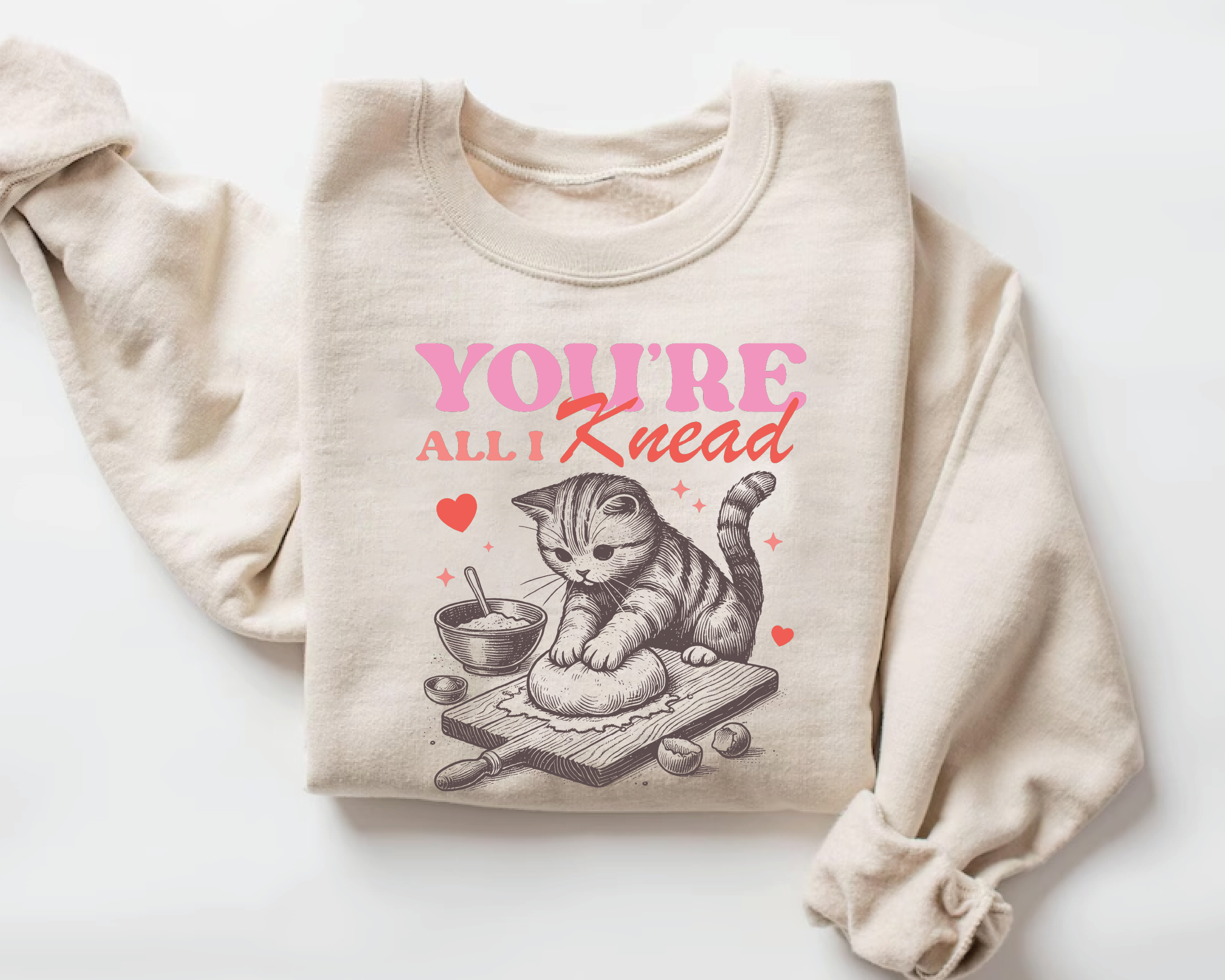 You're All I Knead Sweatshirt - Funny Cat Valentine's Day Crewneck -vl24