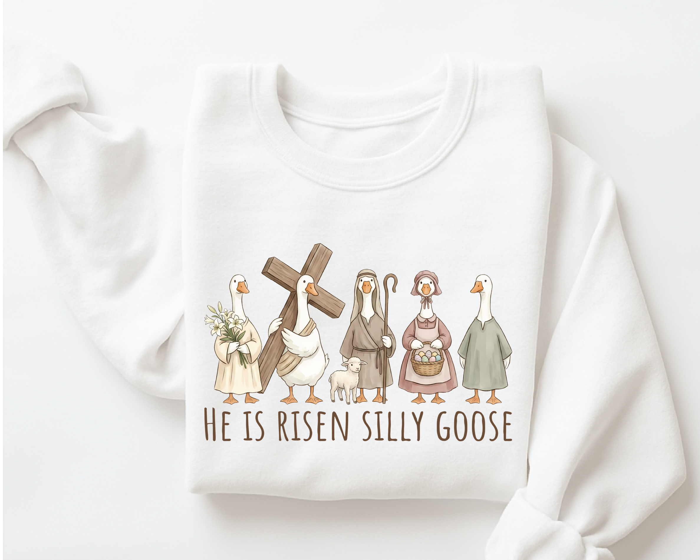 He Is Risen Silly Goose Sweatshirt - Funny Christian Easter Crewneck -