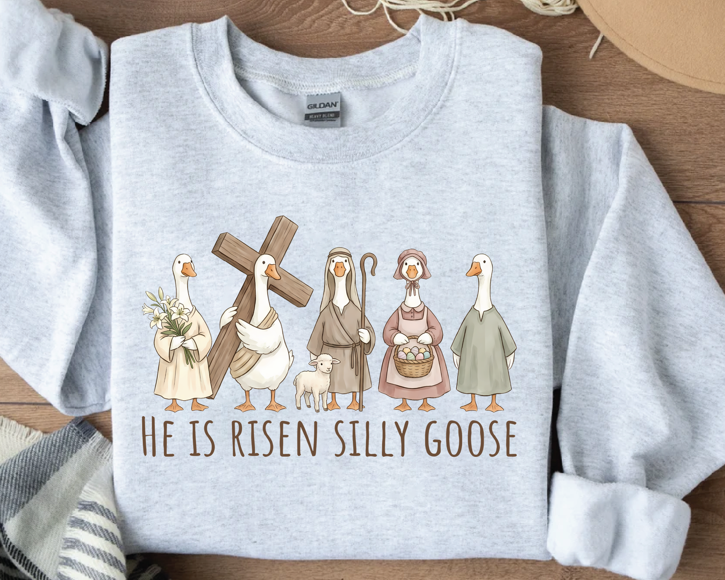 He Is Risen Silly Goose Sweatshirt - Funny Christian Easter Crewneck -