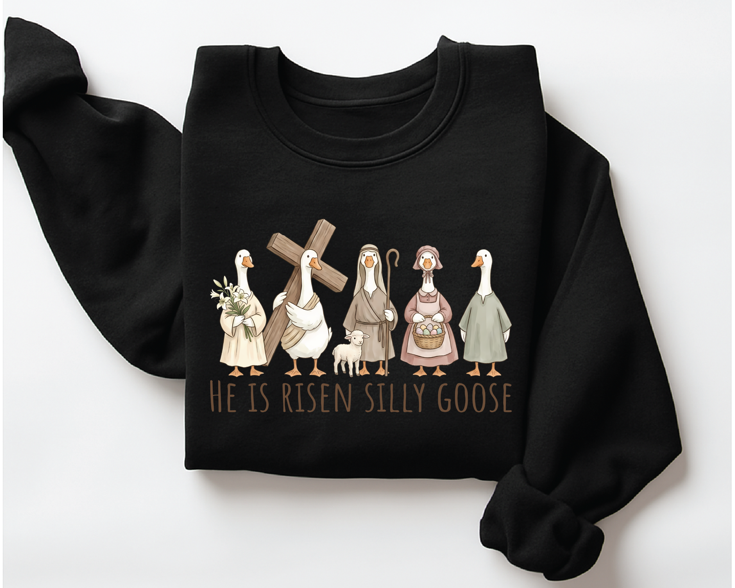 He Is Risen Silly Goose Sweatshirt - Funny Christian Easter Crewneck -